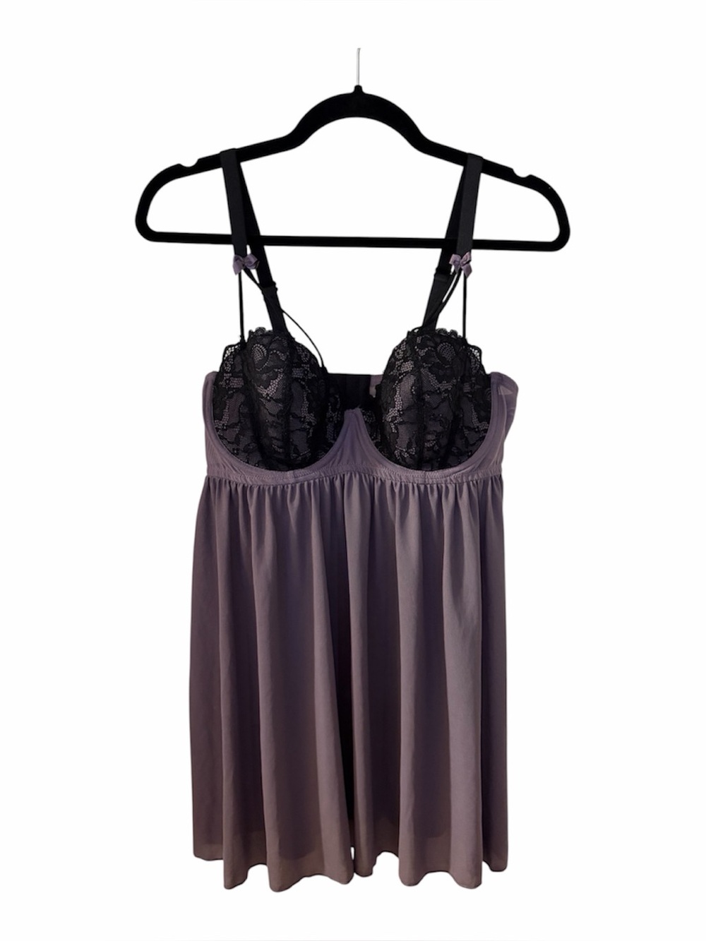 Torrid Plus Size 0 Purple Black Lace Strappy Babydoll Lingerie Nightgown NWOT